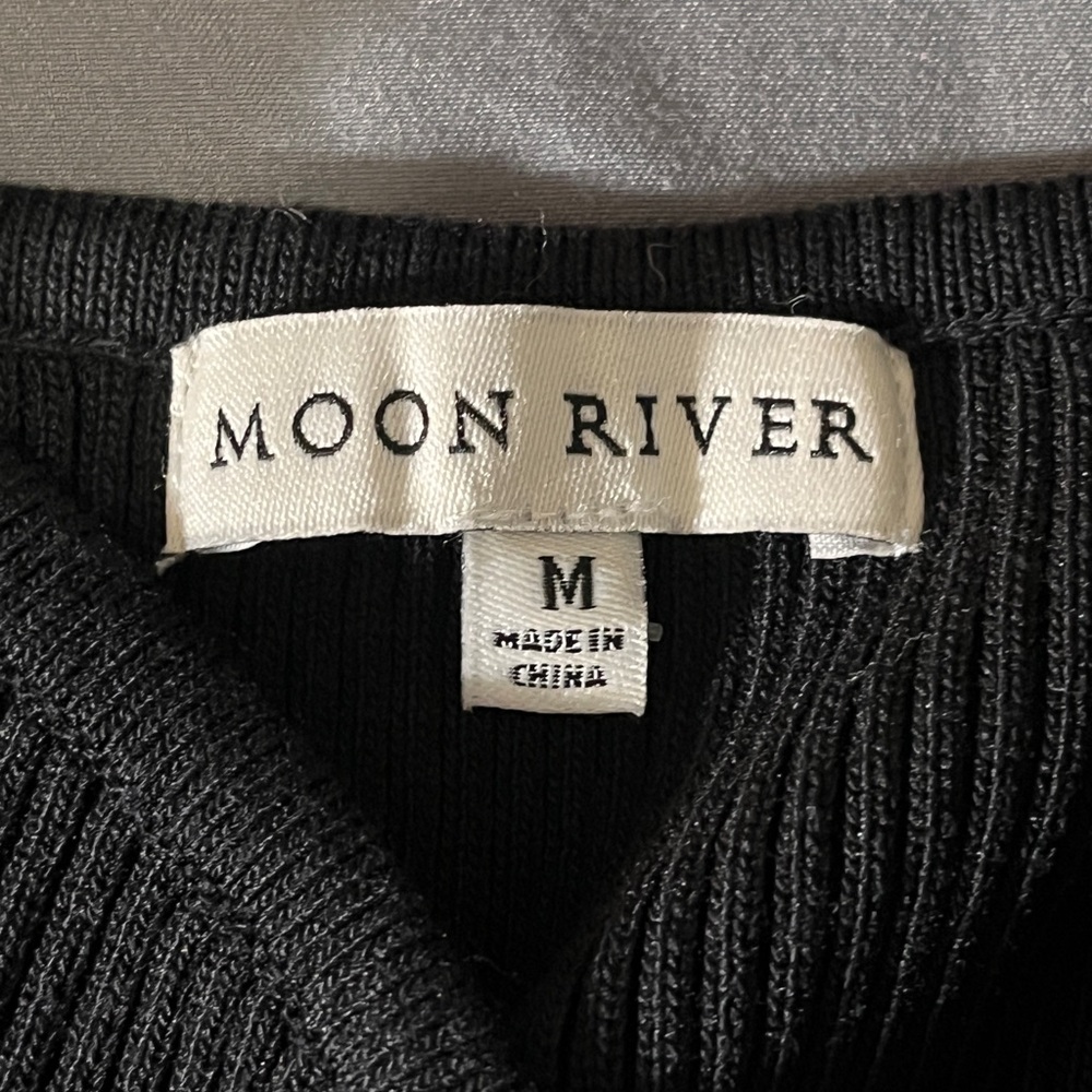 Moon River Black Mixed Media Maxi Dress M - Picture 9 of 11